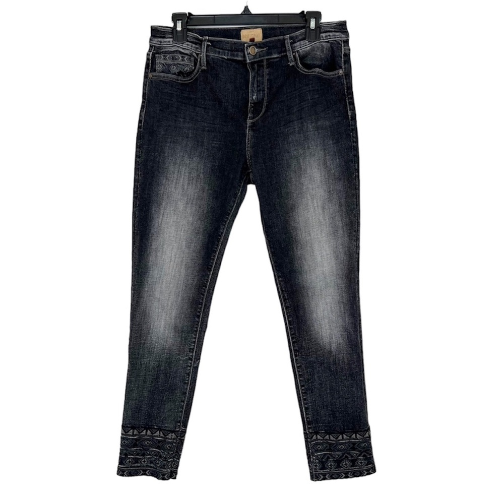 DRIFTWOOD Jackie Black Denim Embroidered Ankle and Pocket Ankle Skinny Jeans - Picture 16 of 16